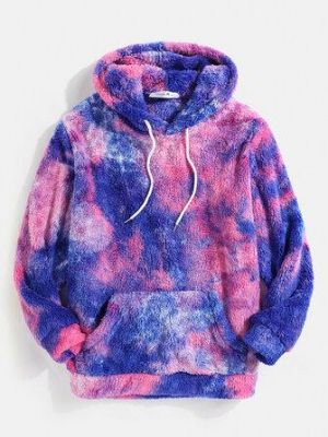 the spoty shop Hoodies Tie Dye Fluffy Fleece Long Sleeve Kangaroo Pocket Hoodies