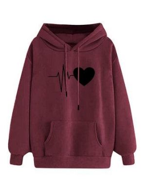 the spoty shop Hoodies Hoooded Print Long Sleeve Women Casual Sweatshirt
