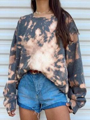 the spoty shop  WOMEN-WINTER NEW Women Tie Dye Round Neck Loose Pullover Long Sleeve Sweatshirts