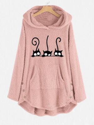 the spoty shop  WOMEN-WINTER NEW Cat Cartoon Print Long Sleeve Casual Sweatshirts