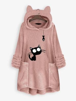 the spoty shop  WOMEN-WINTER NEW Cat Embroidery Casual Sweatshirts