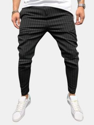 the spoty shop Mens Fashion Stripe Lightweight Casual Pants
