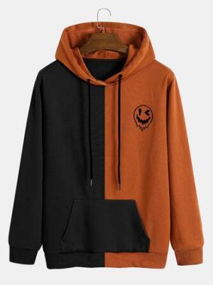 the spoty shop Hoodies Mens Halloween Pattern Printing Kangaroo Pocket Hoodies