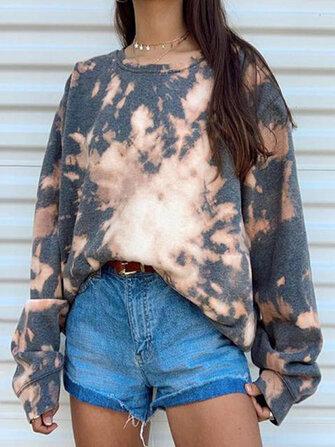 the spoty shop  WOMEN-WINTER NEW Women Tie Dye Round Neck Loose Pullover Long Sleeve Sweatshirts